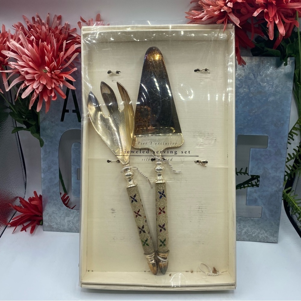 Pier 1 Imports Sequin Silver Multi Color 2pc Serving Utensils
